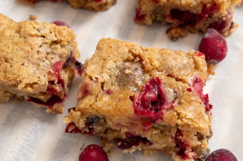candied chestnut and cranberry blondies