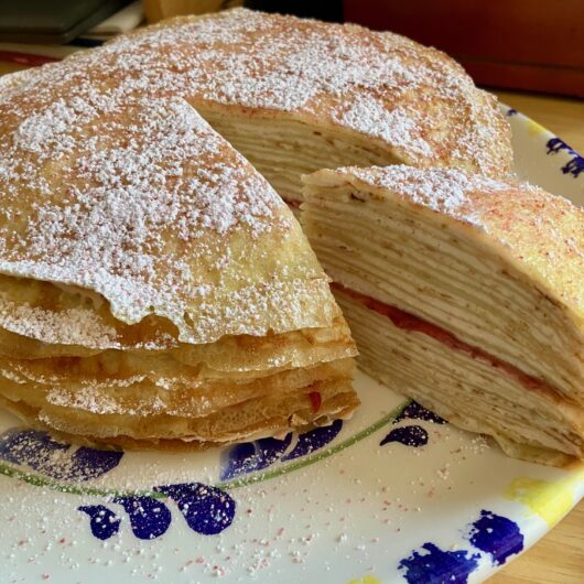 Strawberry mille crepe cake